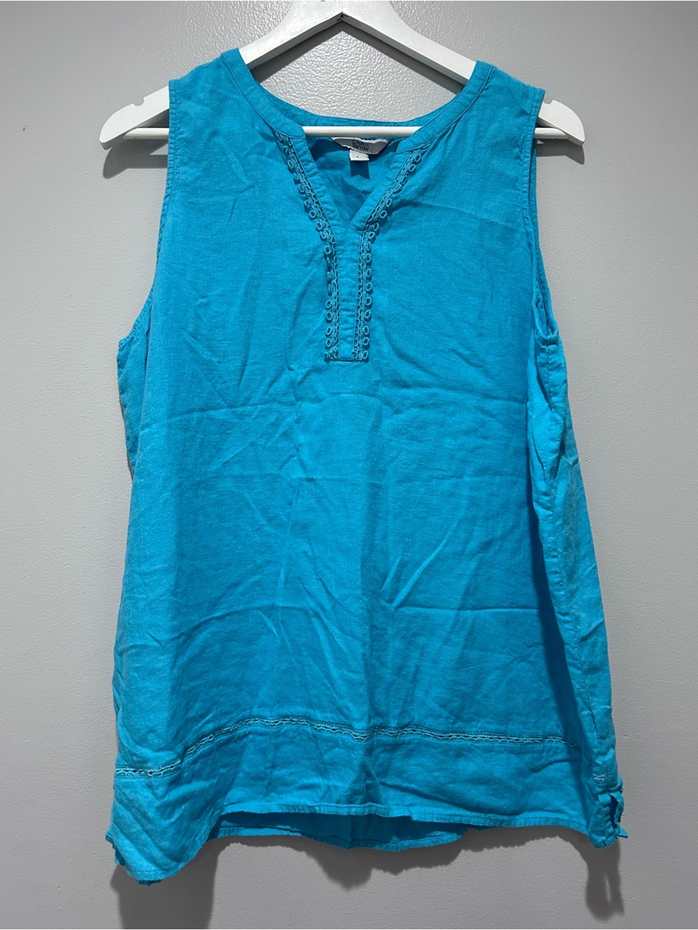 croft & barrow linen Turquoise Sleeveless Tank Top